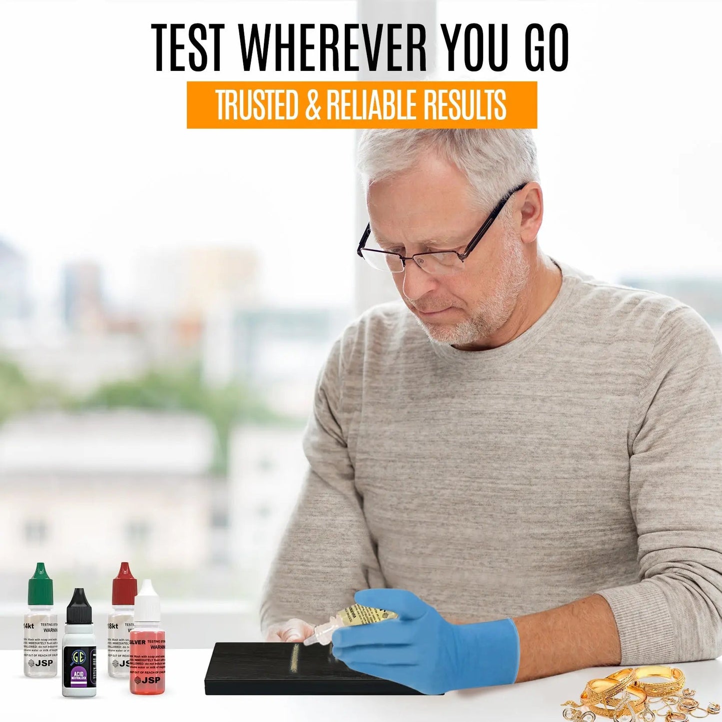 JSP Gold 10k 14k 18k Jewelry Acid Testing Kit w/ GTE Scratch Stone Precious Metals Kit