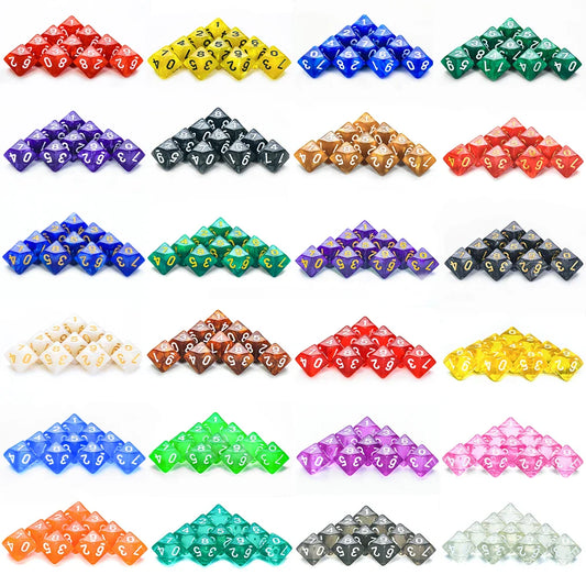 D10 Polyhedral Dice 10-Piece Set for D&D & Tabletop RPGs — Marble & Transparent Styles for Board Games & Parties