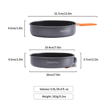 Lightweight Non-Stick Camping Frying Pan 0.9L (7.6 in) Foldable Handle – Hard Anodized Aluminum Skillet