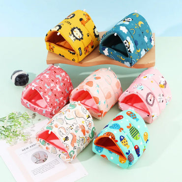Cute Cartoon Plush Hanging Pet Nest — Warm Small Animal Sleeping Bed for Hamster, Guinea Pig, Rabbit (S/M/L/XL 3.15–7.87 in / 8–20 cm)