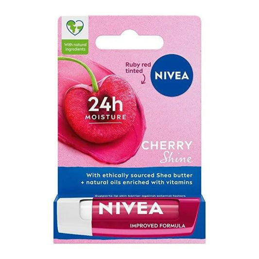 Nivea Cherry Lip Care Balm - Moisturizing, Tinted, Dermatologically Tested - 4.8g