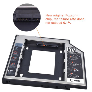 Universal SATA 3.0 2.5-inch (63.5 mm) HDD/SSD Caddy — Fits 9.5 mm / 12.7 mm Optical Bay (eSATA Enclosure)