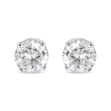 14K White Gold 1/4 Cttw Lab Grown Diamond 4-Prong Classic Solitaire Stud Earrings (G-H Color, VS2-SI1 Clarity)