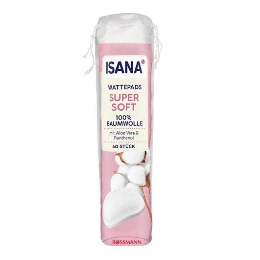 Isana Cotton Pads with Aloe Vera & ProVitamin B5 - 60 Count, Gentle Makeup Removal & Skincare