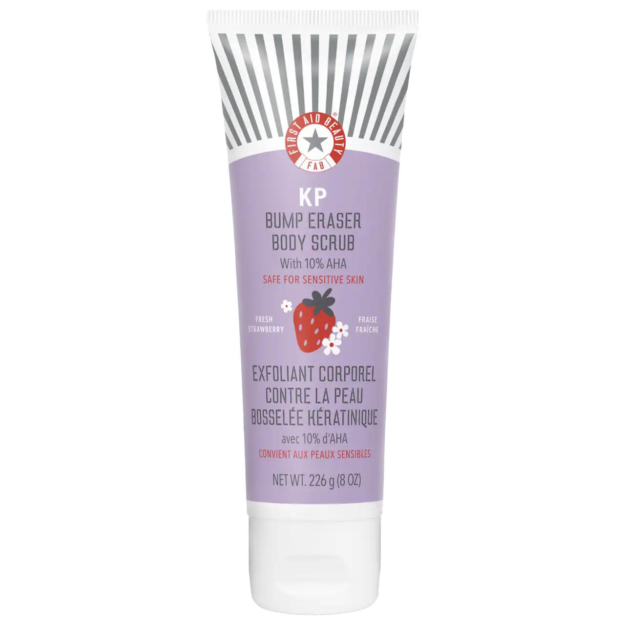 KP Bump Eraser Body Scrub with 10% AHA - Vegan, Cruelty-Free & Gluten-Free Exfoliant for Keratosis Pilaris, Dry Skin Relief