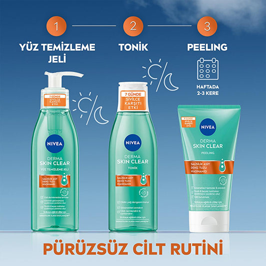 Nivea Derma Skin Clear Acne Fighting Face Peeling - Deep Cleansing, Exfoliant for Acne Prone Skin