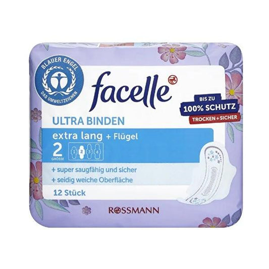 Facelle Ultra Extra Long Feminine Hygiene Pads with Wings - 12 Count | Ultimate Period Protection, Comfort & Security