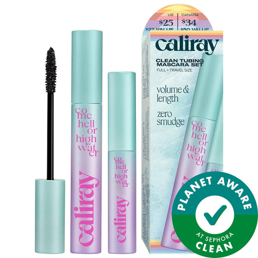 Come Hell or High Water: Smudge-Proof Tubing Mascara Set - Volumizing, Lengthening, Clean, Vegan - Full Size & Mini