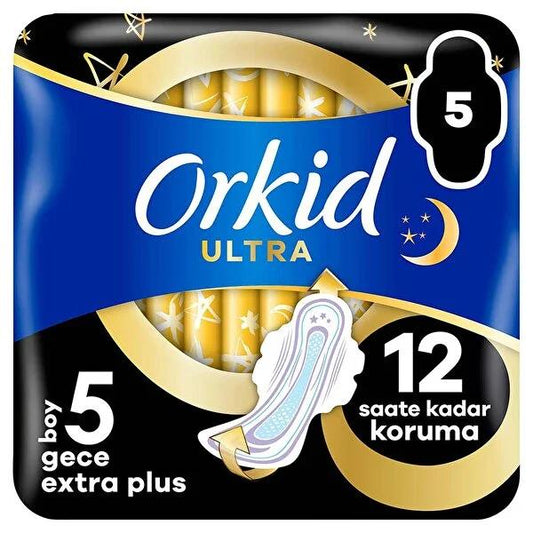 Orkid Ultra Extra Plus Night Pads: Maximum Leak & Period Protection, Dermatologically Tested Feminine Hygiene, 5-Count