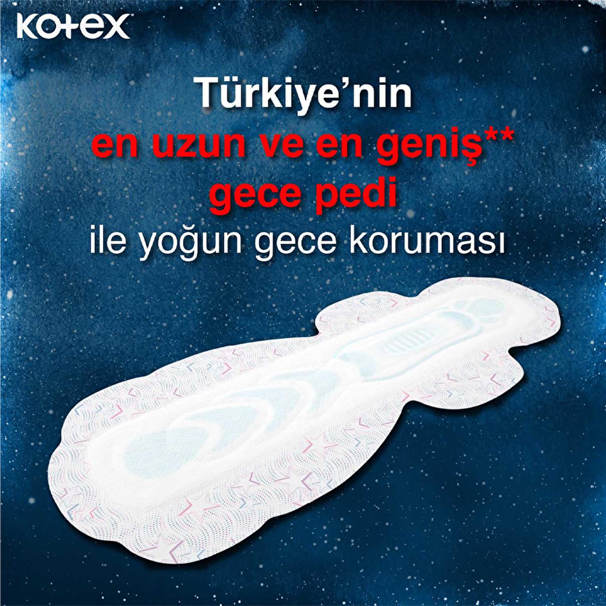 Kotex Ultra Gece Hijyenik Ped - Overnight Sanitary Pads for Women, Leakproof & Comfortable Feminine Hygiene Products