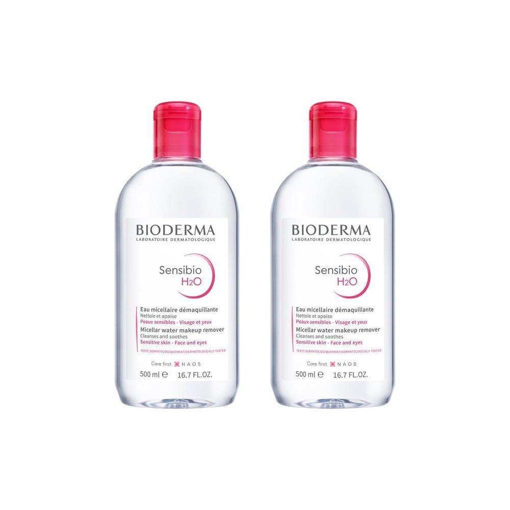 Bioderma Sensibio H2O Micellar Water for Sensitive Skin, Gentle Makeup Remover and Cleanser - 500ml Twin Set