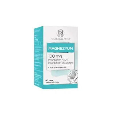 Naturalnest Magnesium Supplement 100mg - 60 Tablets | Magnesium Malate & Bisglycinate