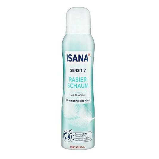 Isana Sensitive Skin Shaving Foam with Aloe Vera - 150ml, Dermatologically Approved, Microplastic-Free