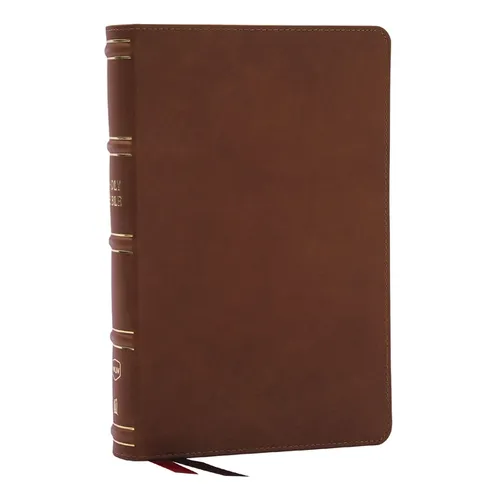 Nkjv, Single-Column Reference Bible, Verse-By-Verse, Brown Genuine Leather, Red Letter, Comfort Print - Leather