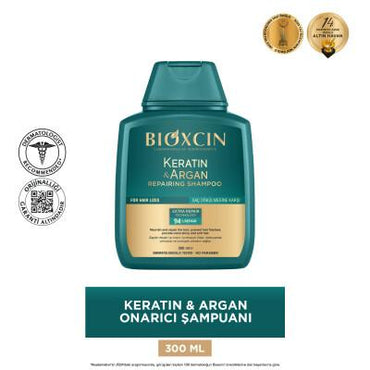 Bioxcin Keratin Argan Repair Shampoo - Nourishing and Repairing Damaged Hair with Keratin, Argan Oil, and Vitamins