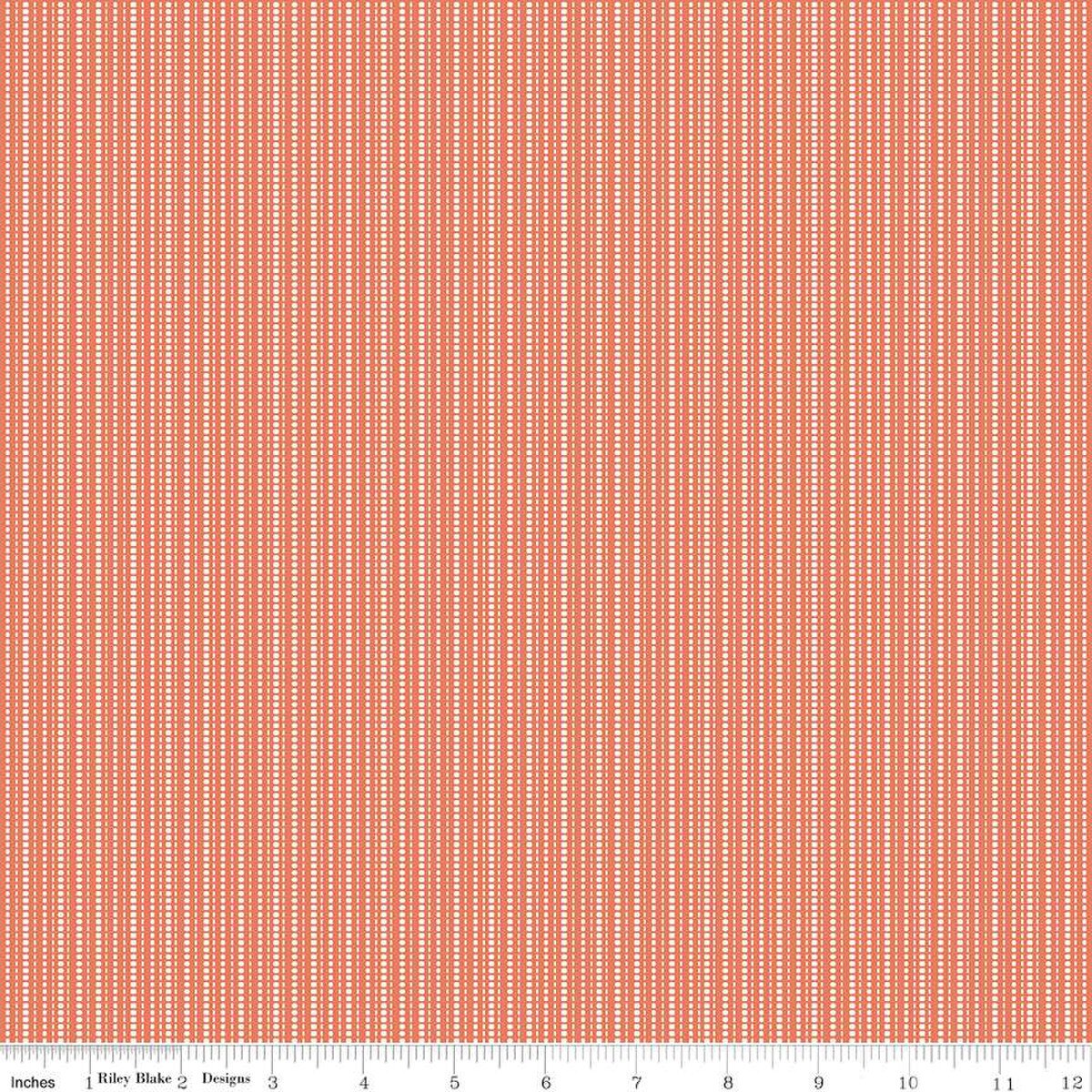 Juju's Petals Stripes Orange Cotton 43"/44" Fabric Per Yard