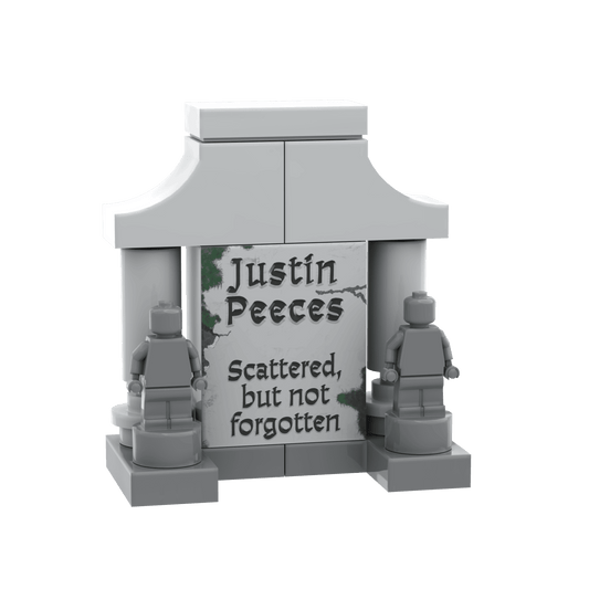 "Justin Peeces" Tombstone - Halloween Gravestone MOC - Custom Printed - Made Using LEGO® Parts