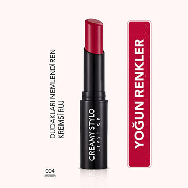 Flormar Creamy Stylo Lipstick - Moisturizing, High Pigment, Semi-Glossy Finish - 004 Raspberry