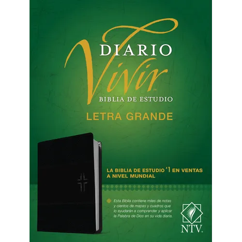 Biblia de Estudio del Diario Vivir Ntv, Letra Grande (Sentipiel, Negro/Ónice, Índice, Letra Roja) - Imitation Leather