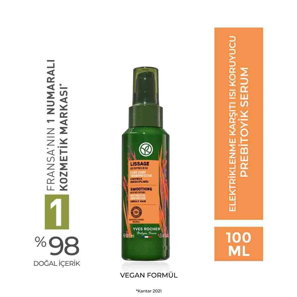 Lissage Hair Serum - Anti-Frizz, Heat Protectant for Frizzy Hair, Organic Agave & Rice Peptides, 48hr Smoothness