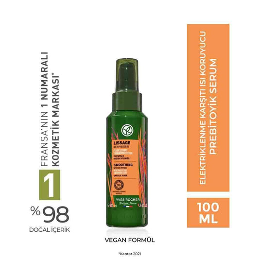 Lissage Hair Serum - Anti-Frizz, Heat Protectant for Frizzy Hair, Organic Agave & Rice Peptides, 48hr Smoothness