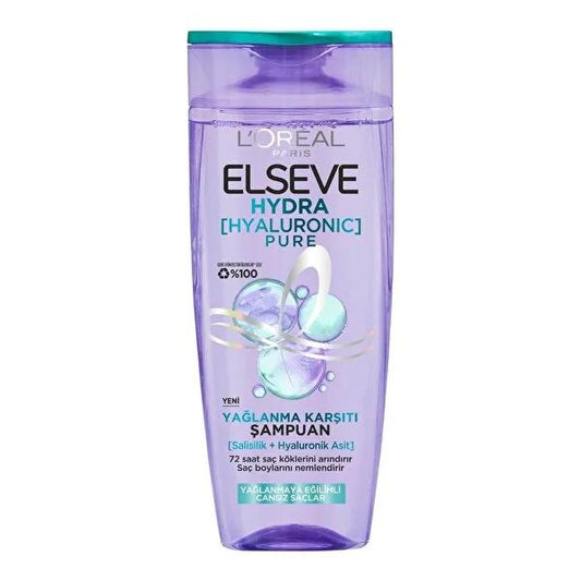 Elseve Hydra Hyaluronic Pure Anti-Oil Shampoo for Oily Roots & Dry Ends - 10.14 fl oz