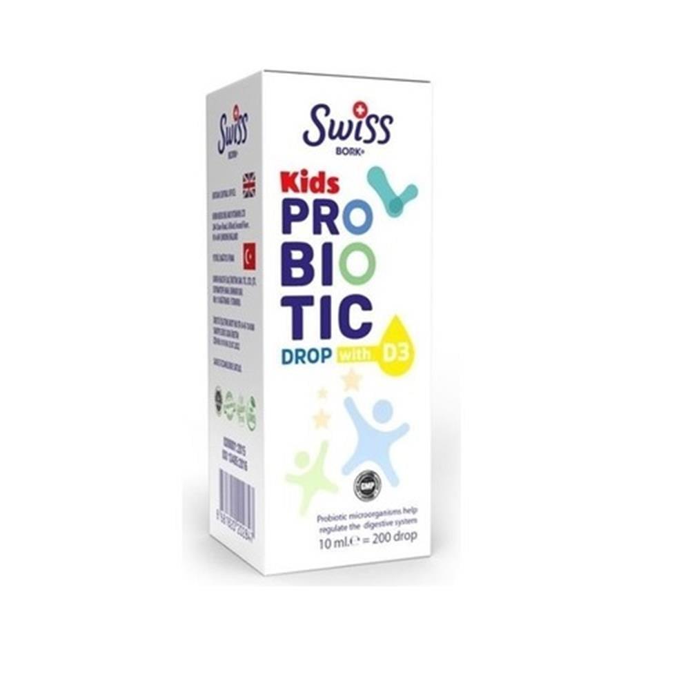 Swiss Bork Kids Probiotic Drop With D3 - Supports Digestive Health & Immune System for Children - 10 ml