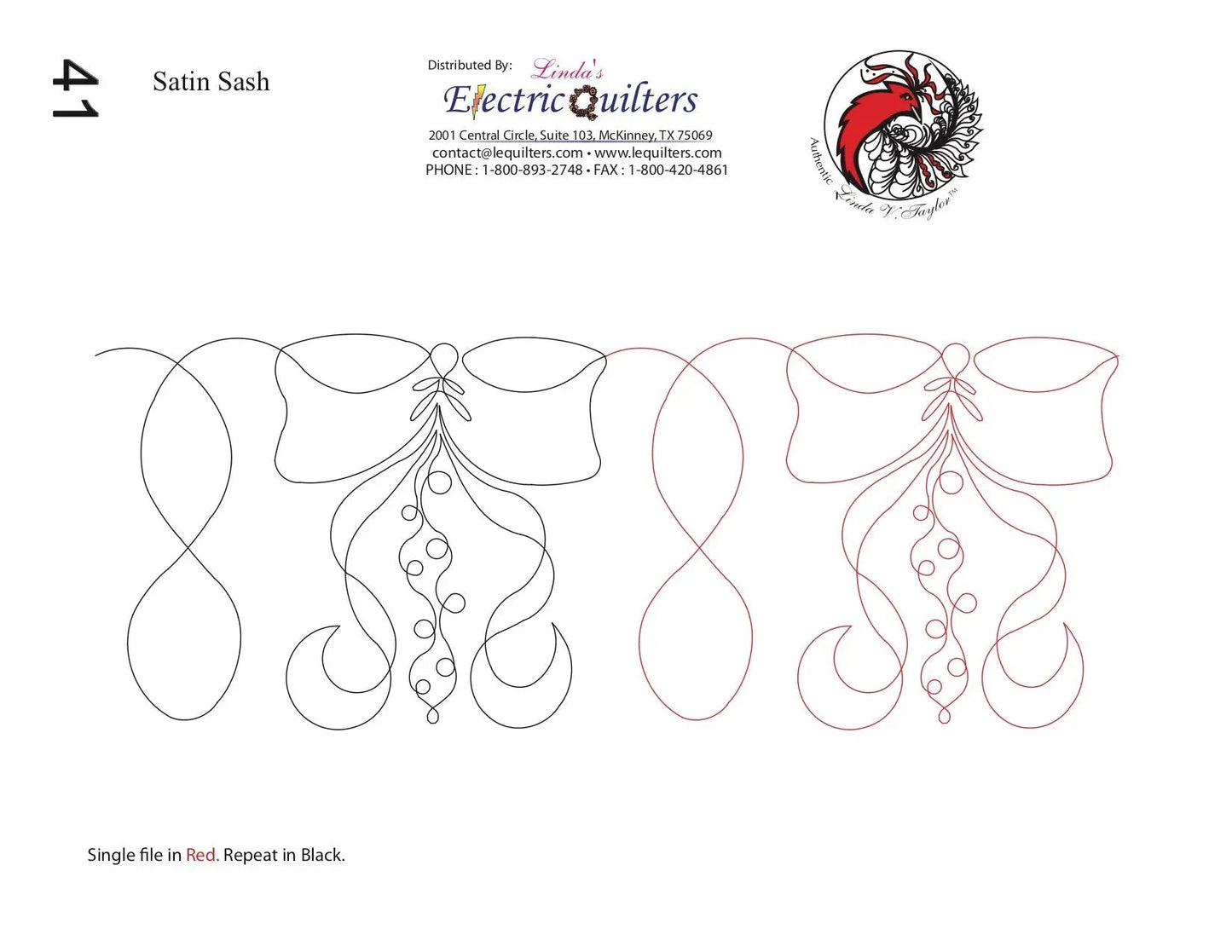 041 Satin Sash Pantograph by Linda V. Taylor