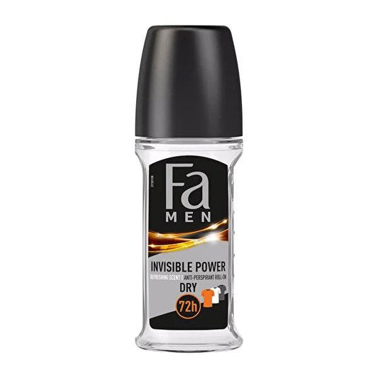 FA Roll On Invisible Power Men 50 ml - 72-Hour Men's Roll-On Deodorant for Invisible Sweat Protection
