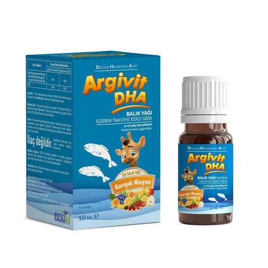 Argivit DHA Omega-3 Fish Oil Drops - 10ml Mixed Fruit Flavor