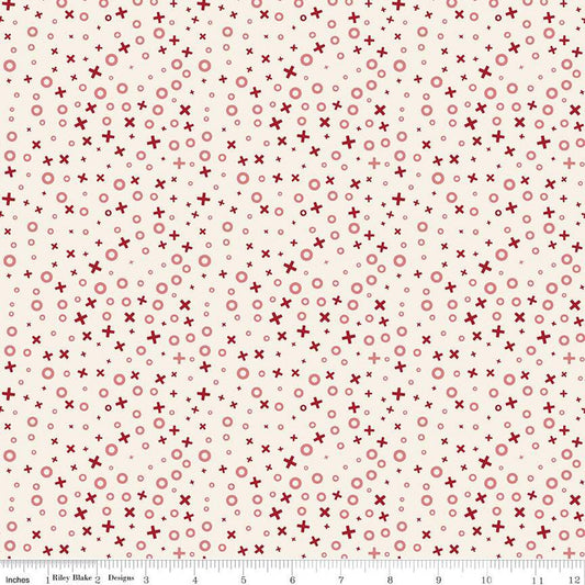 Love You Always XOs Cream Cotton 43"/44" Fabric Per Yard