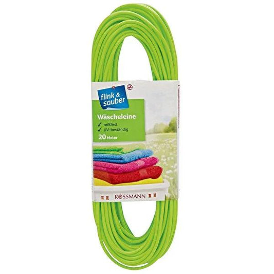 Flink & Sauber Steel Core Clothesline - 20 Meters Weatherproof Laundry Washing Line for Durable Outdoor Clothes Drying