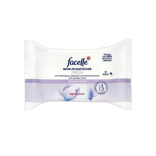 Facelle Gentle Feminine Hygiene Wipes: Lactic Acid & Chamomile - Dermatologically Tested, Biodegradable, Intimate Cleansing Wipes for Sensitive Skin