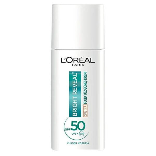 Loreal Paris Bright Reveal SPF 50+ Anti-Dark Spot Colored Fluid Face Sunscreen - Daily UV Protection, Non-Greasy, Suitable for Sensitive Skin