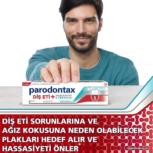Parodontax Whitening Toothpaste for Sensitive Teeth and Gums - Anti-Plaque, Fluoride, 2.54 fl oz