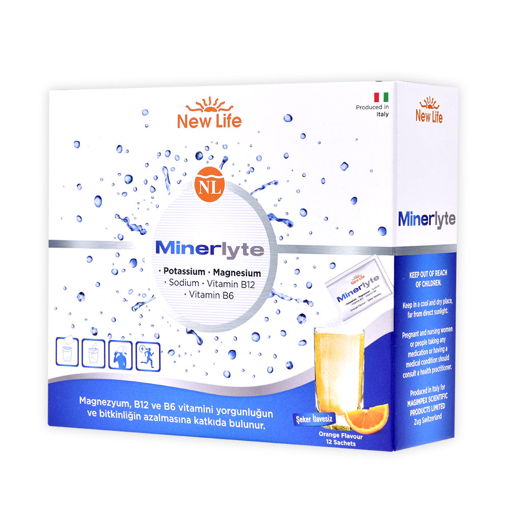 New Life Minerlyte Dietary Supplement - Mineral & Vitamin Rich, Orange Flavor, 12 Single-Use Sachets