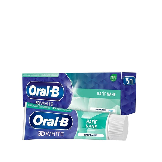 Oral-B Pro 3D White Toothpaste - Mild Mint Flavor, 75ml - Effective Teeth Whitening & Oral Hygiene