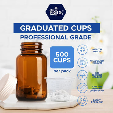 MedPride Medicine Cups Transparent Graduated 1oz. - 5 Sleeves, Bag of 100 (Total of 5000)