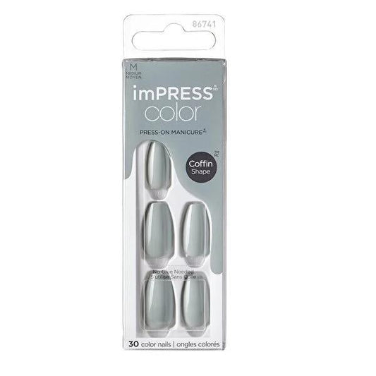 Impress Color Press-On Nails - Going Green Medium, Easy DIY Nail Kit for Salon-Quality Nails