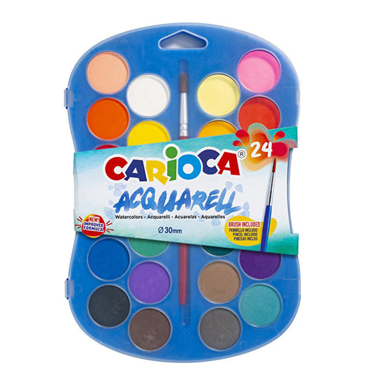 Carioca 24-Piece Watercolor Paint Set for Kids - Vibrant, Washable Paints for Artistic Creations