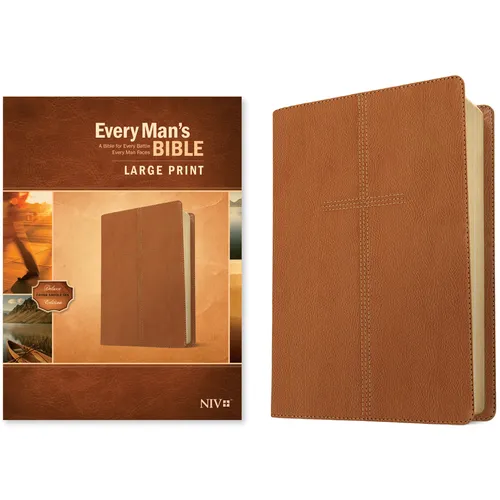 Every Man's Bible Niv, Large Print (Leatherlike, Cross Saddle Tan) - Imitation Leather