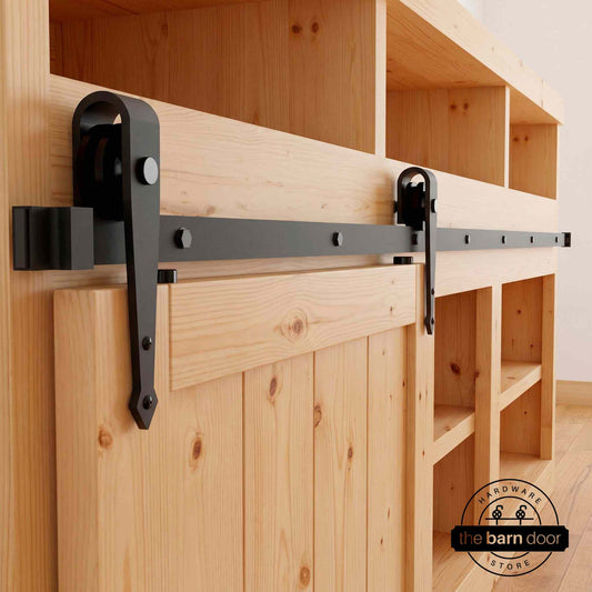 Arrow Cabinet Barn Door Hardware Kit | Matte Black