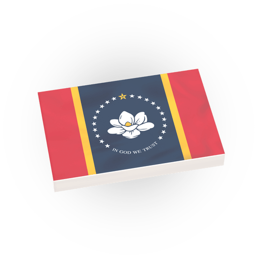Mississippi State Flag - Minifig Scale - Custom Printed - 2x3 Tile Made using a LEGO® Tile