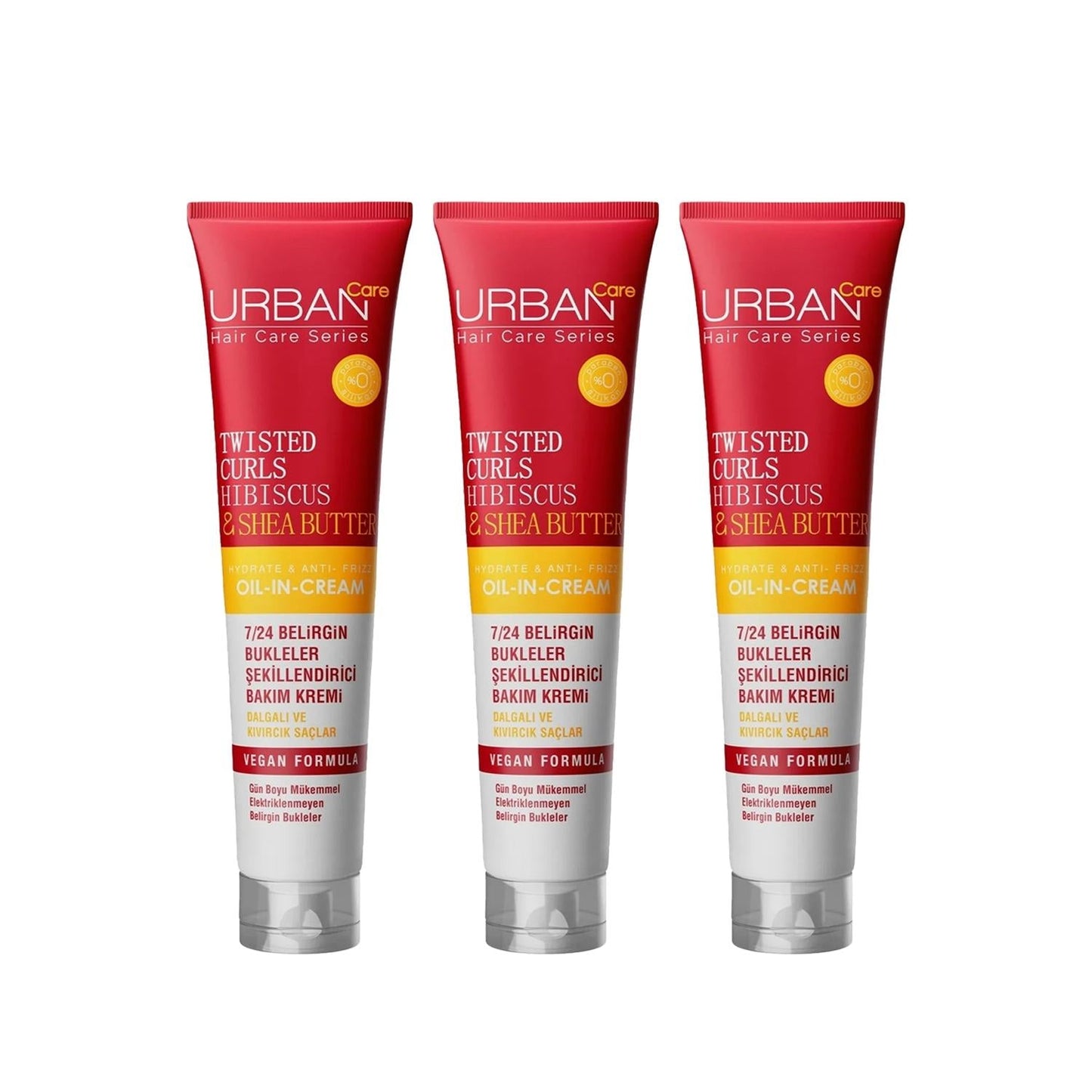 Urban Care Twisted Curls Hibiscus Hair Care Cream - Nourishing Moisturizer for Curly Hair, 3 x 175ml