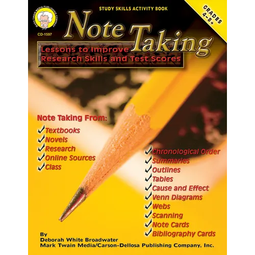 Note Taking, Grades 4 - 8: Lessons to Improve Research Skills and Test Scores - Paperback
