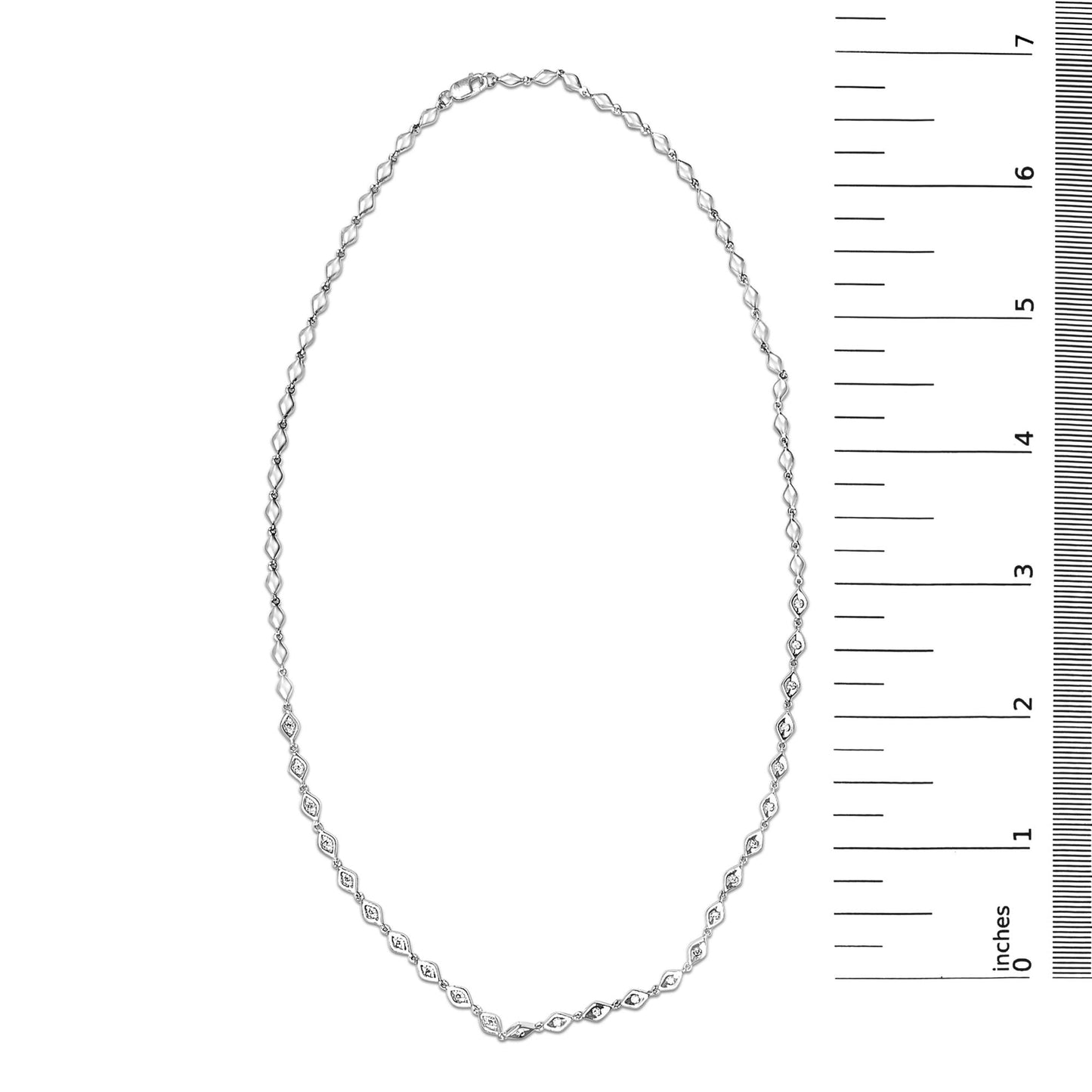 Diamond Marquise Station Necklace in .925 Sterling Silver – 3/8 Cttw