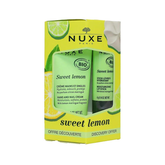 Nuxe Sweet Lemon Moisturizing Lip and Hand Cream Set - Hydrating Skincare Products for Dry Lips and Hands