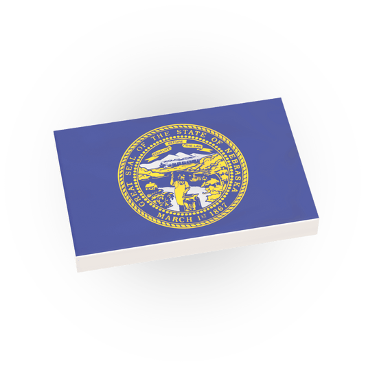Nebraska State Flag - Minifig Scale - Custom Printed - 2x3 Tile Made using LEGO® Parts