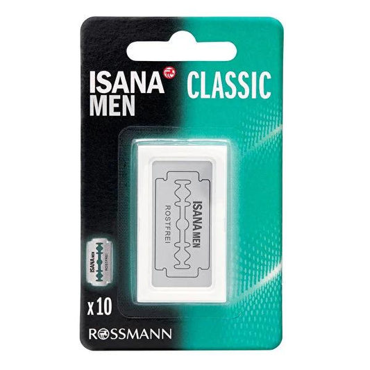 Isana Men's Stainless Steel Chrome-Plated Razor Blades - 10 Pack - Durable & Comfortable Shaving for Men