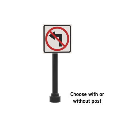 No Left Turn Street Sign - Custom Printed 2x2 Tile - Made Using LEGO® Parts